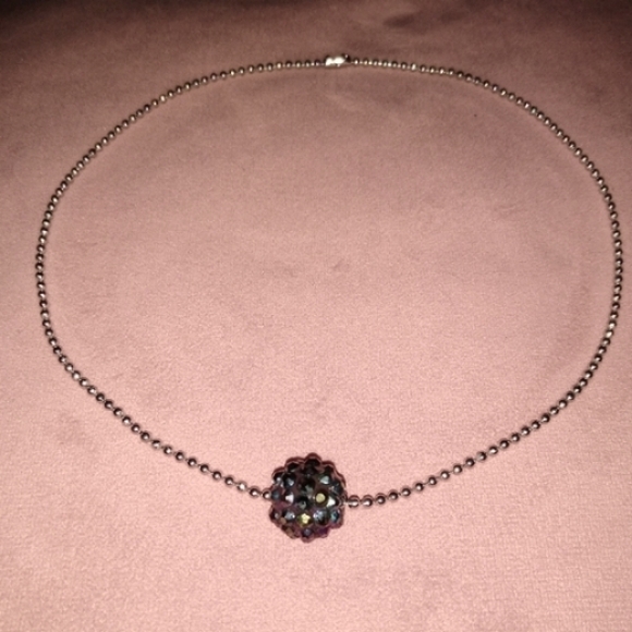 Black AB Rainbow Bead Choker Silver Ball Chain Handmade Necklace Any Length - Picture 7 of 9